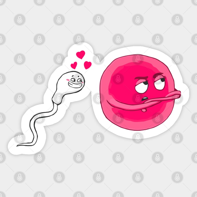 Cute Sperm and Egg Ovum Cute Couple Sticker by labstud